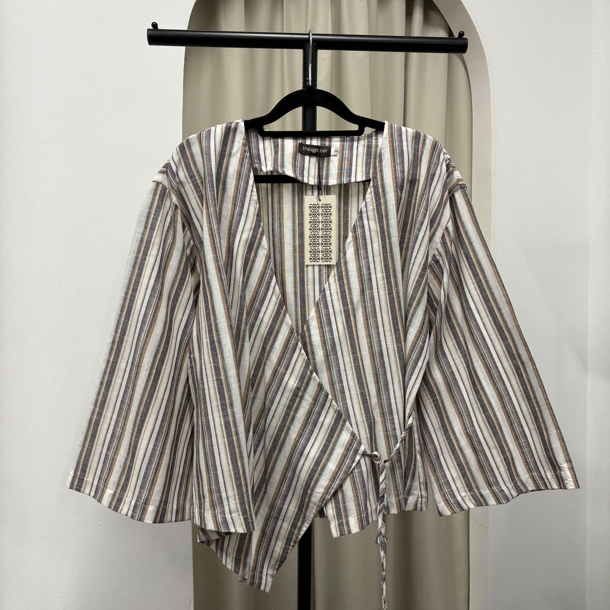 Kerry Kimono Blouse (CGLABEL - Linen Stripes)