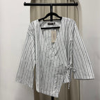 Kerry Kimono Blouse (CGLABEL - Linen Stripes)