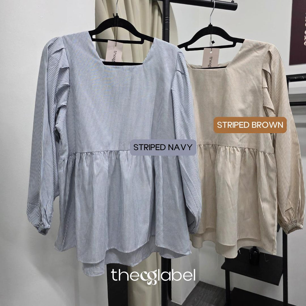 Easy Peplum Blouse (By thecglabel - Linen Stripes)