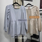 Easy Peplum Blouse (By thecglabel - Linen Stripes)