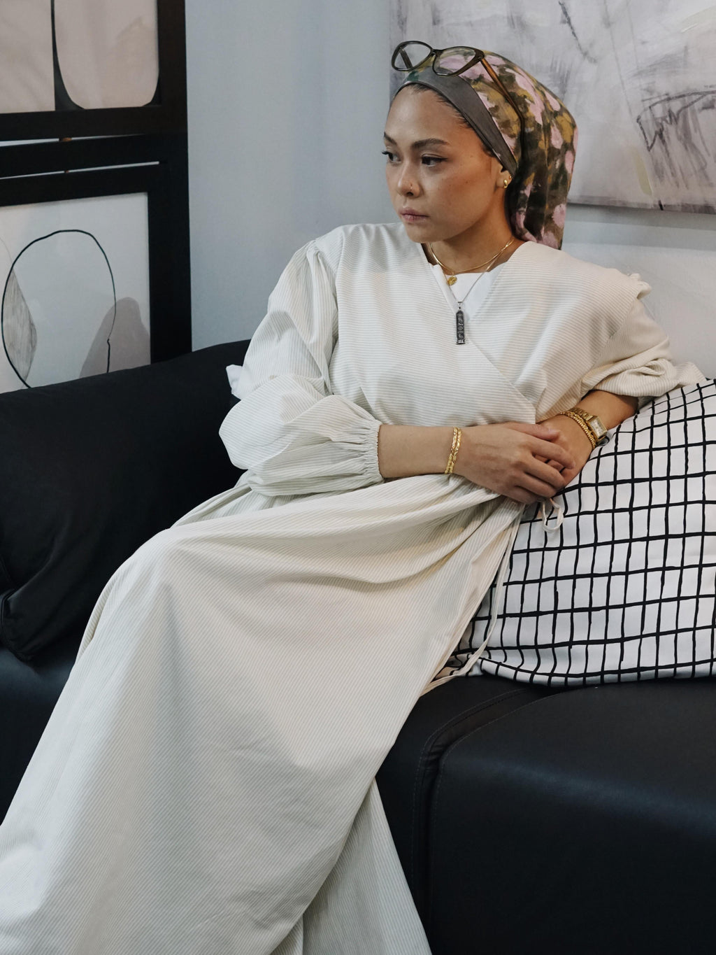 Fuss Free Kimono Dress (by thecglabel - Striped Linen Material)