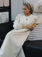Fuss Free Kimono Dress (by thecglabel - Striped Linen Material)