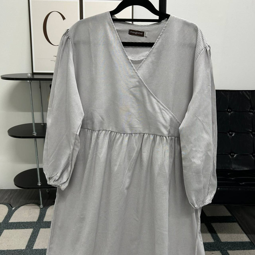 Fuss Free Kimono Dress (by thecglabel - Striped Linen Material)