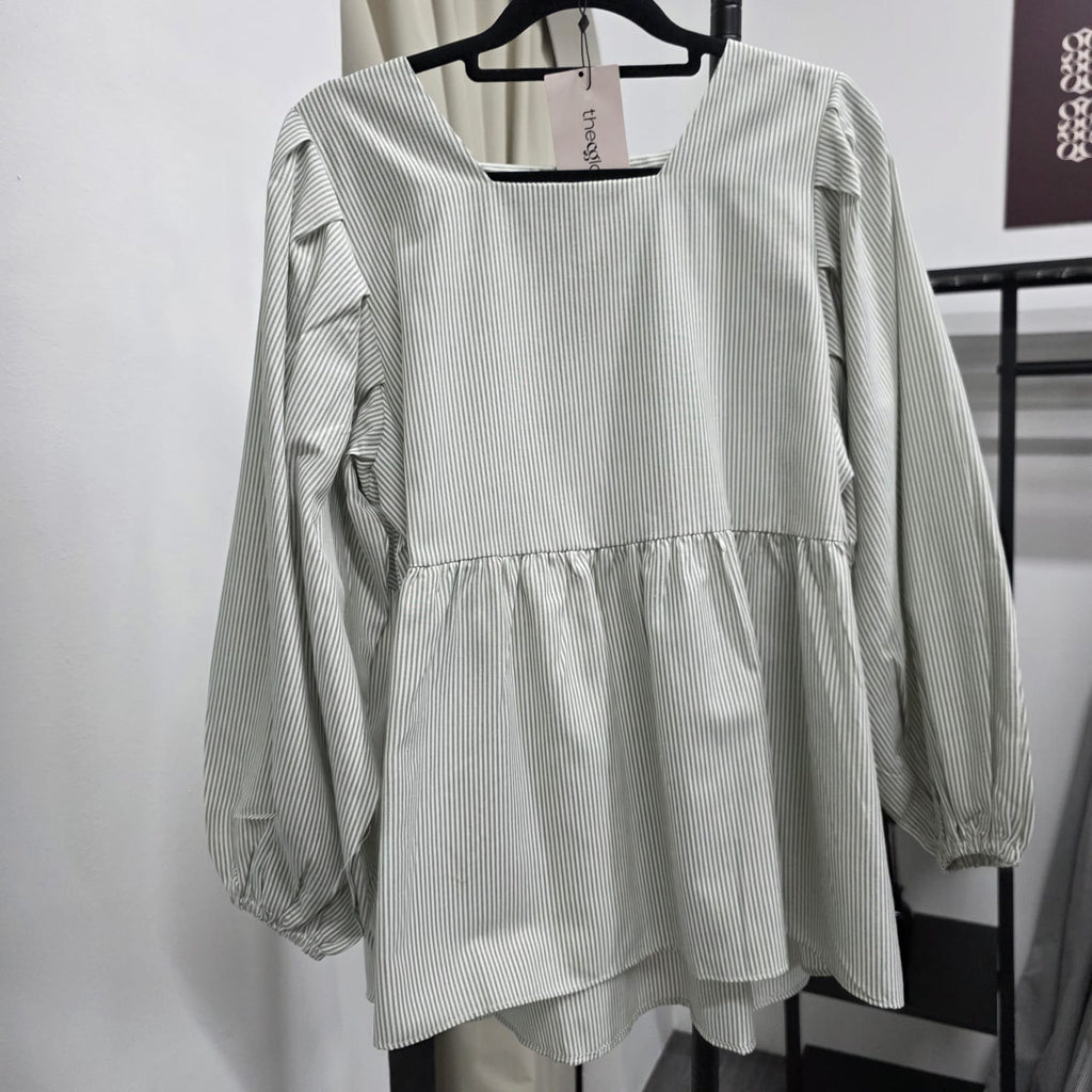 Easy Peplum Blouse (By thecglabel - Linen Stripes)