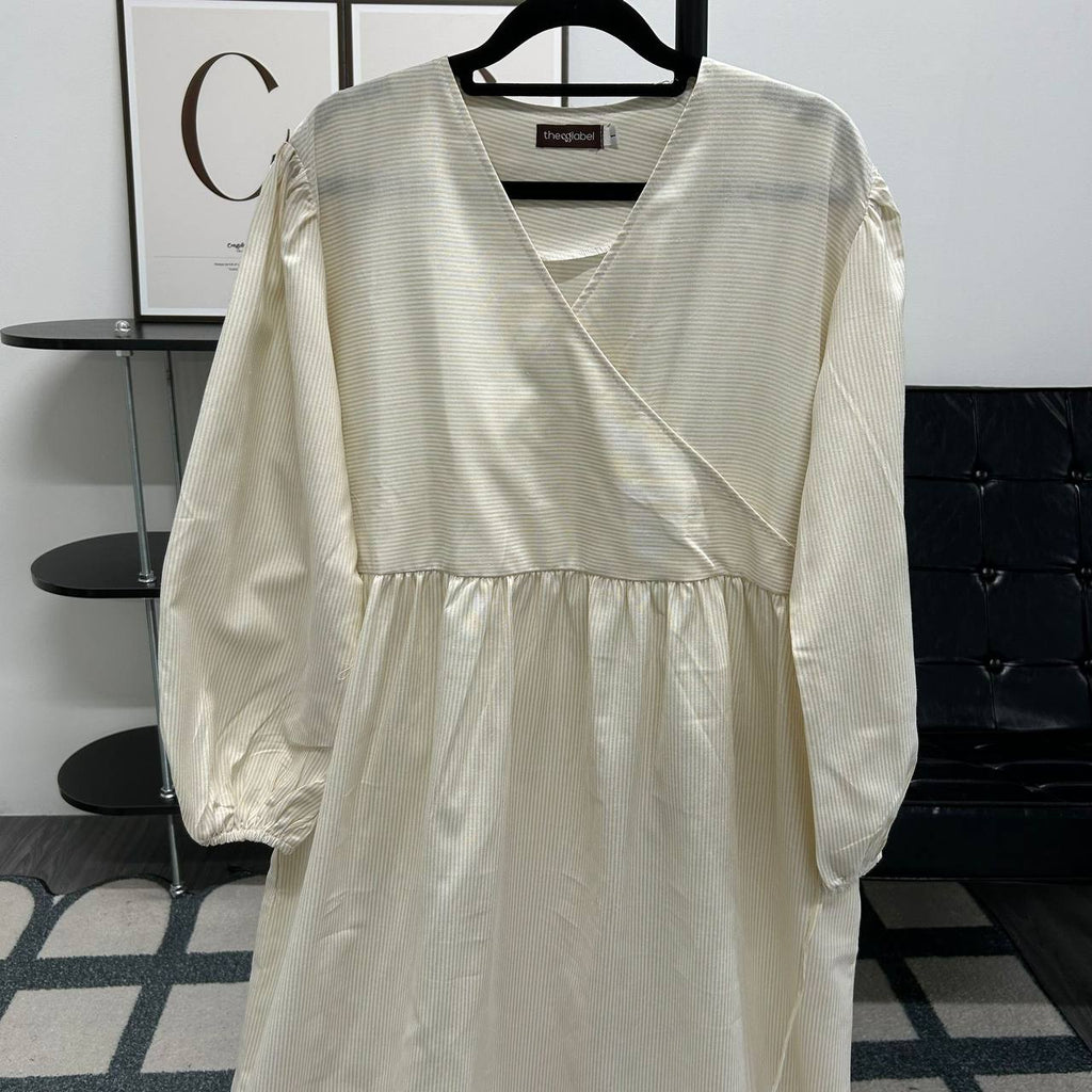 Fuss Free Kimono Dress (by thecglabel - Striped Linen Material)