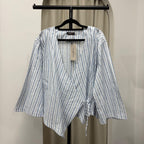 Kerry Kimono Blouse (CGLABEL - Linen Stripes)