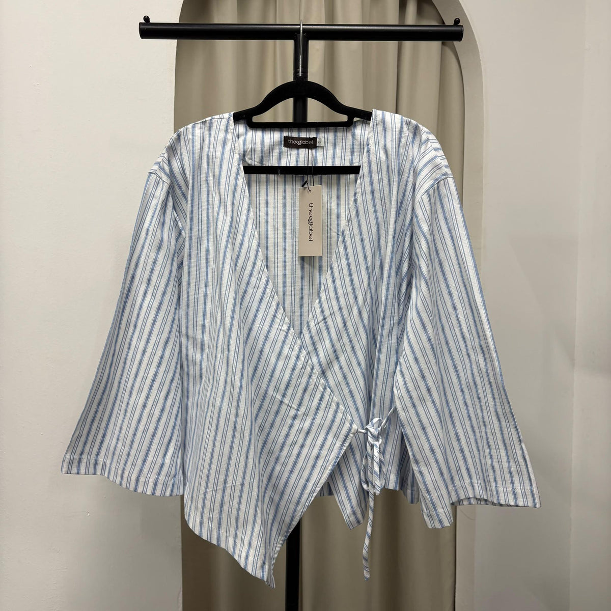 Kerry Kimono Blouse (CGLABEL - Linen Stripes)