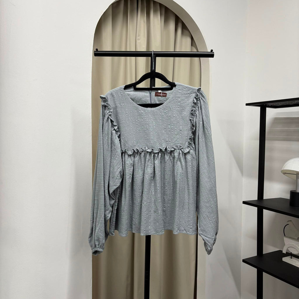 Serina Cropped Blouse (CGLABEL - Checkered Linen)