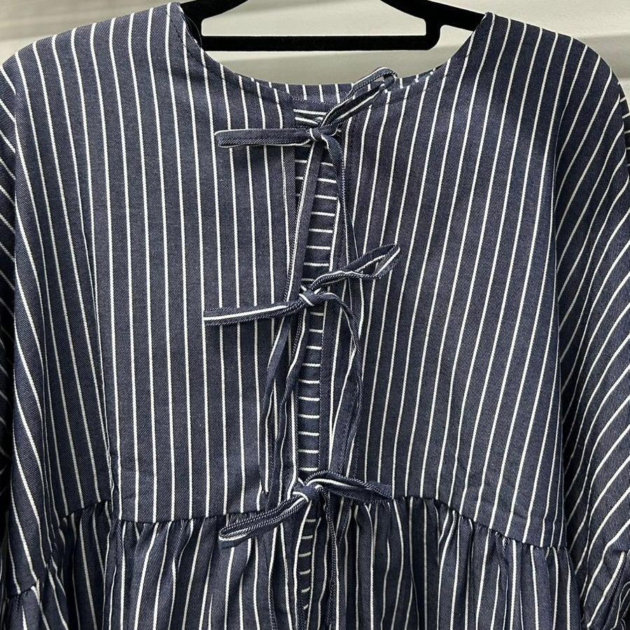 Oversized Ribbon Peplum (Thecglabel - Stripes Denim series)