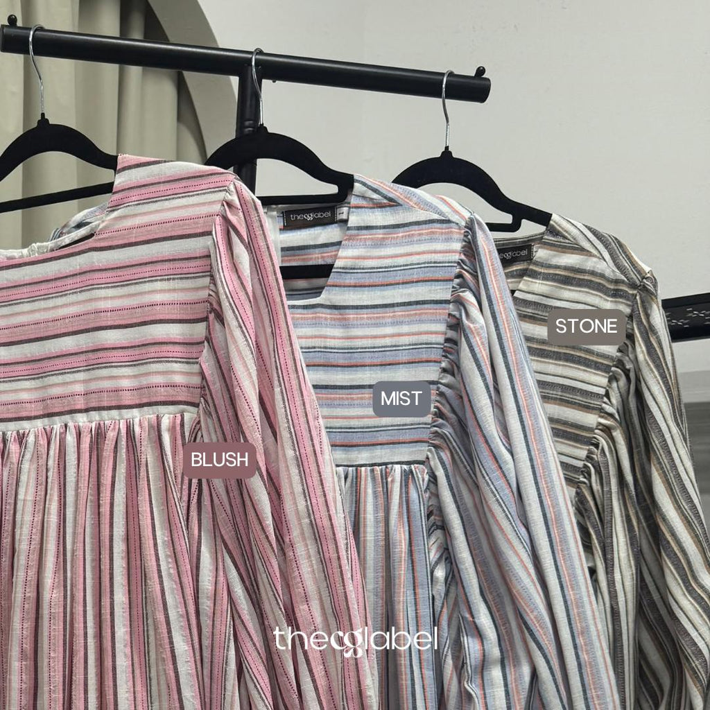 Amani Puffy Sleeve Dress (CGLABEL - Linen Stripes)