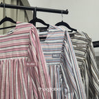 Amani Puffy Sleeve Dress (CGLABEL - Linen Stripes)
