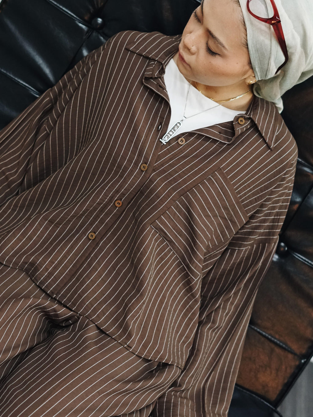 Boxy Shirt V.1 (by thecglabel - Stripes Linen Woven Material)