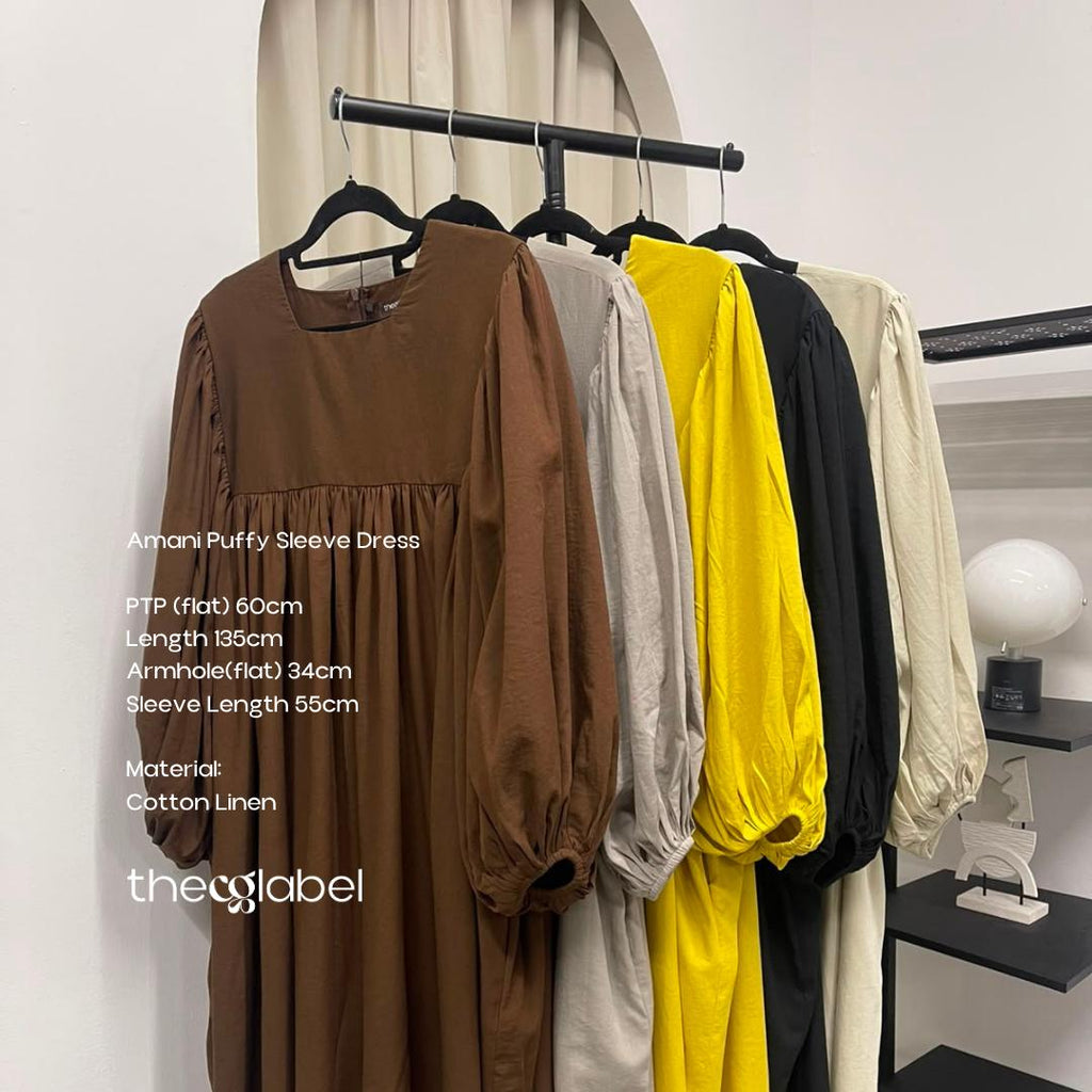 Amani Puffy Sleeve Dress (CGLABEL - Cotton Linen)