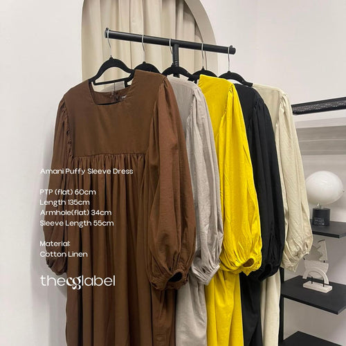 Amani Puffy Sleeve Dress (CGLABEL - Cotton Linen)