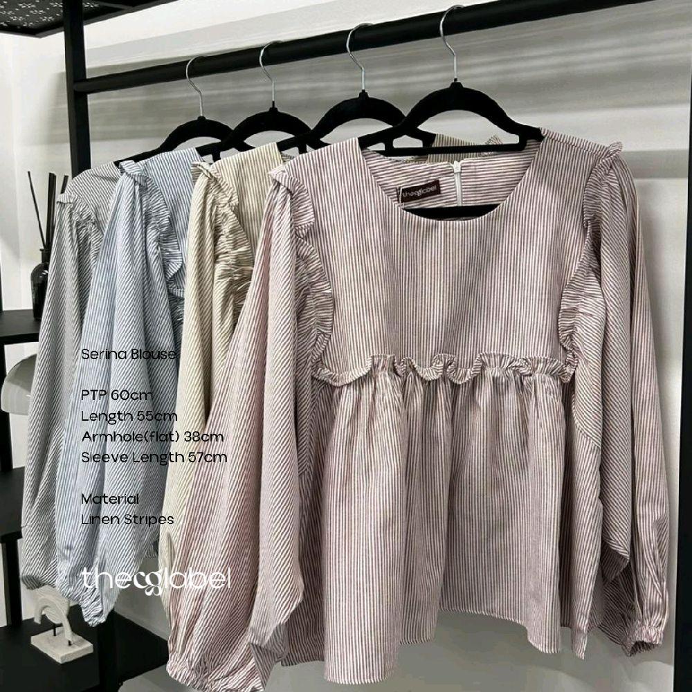 Serina Blouse (CGLABEL - Linen Stripes)