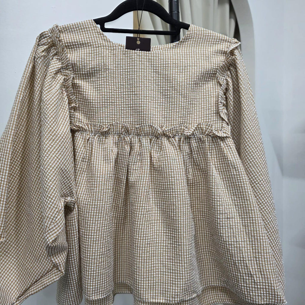 Serina Cropped Blouse (CGLABEL - Seersucker)