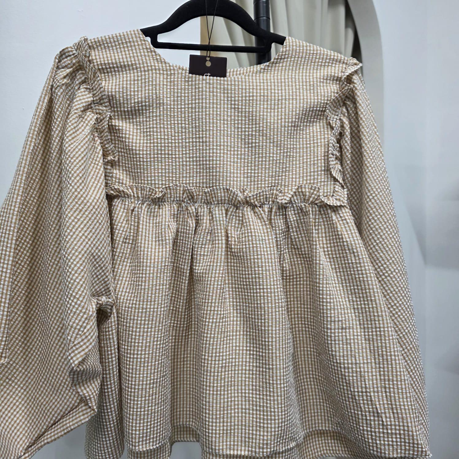 Serina Cropped Blouse (CGLABEL - Seersucker)