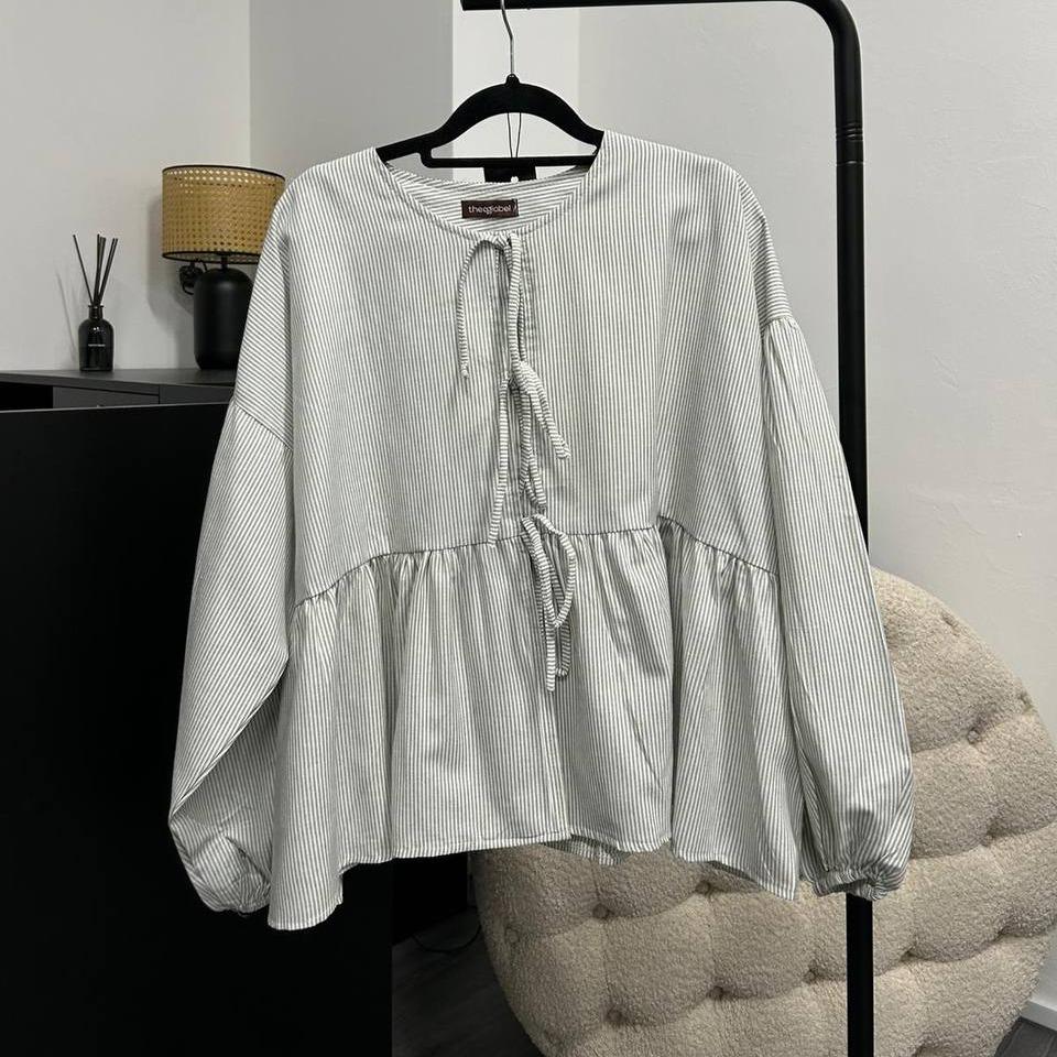 Oversized Ribbon Peplum (CGLABEL - Linen Stripes)