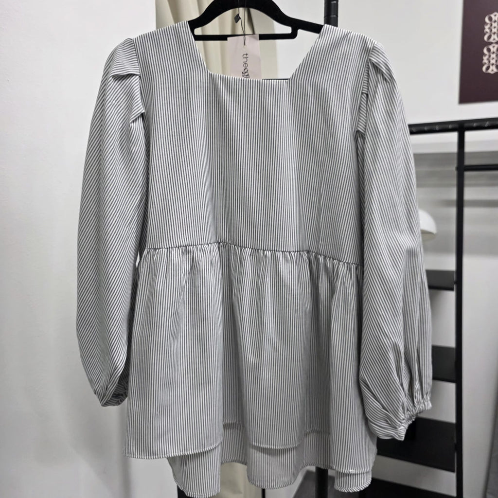 Easy Peplum Blouse (By thecglabel - Linen Stripes)
