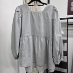 Easy Peplum Blouse (By thecglabel - Linen Stripes)