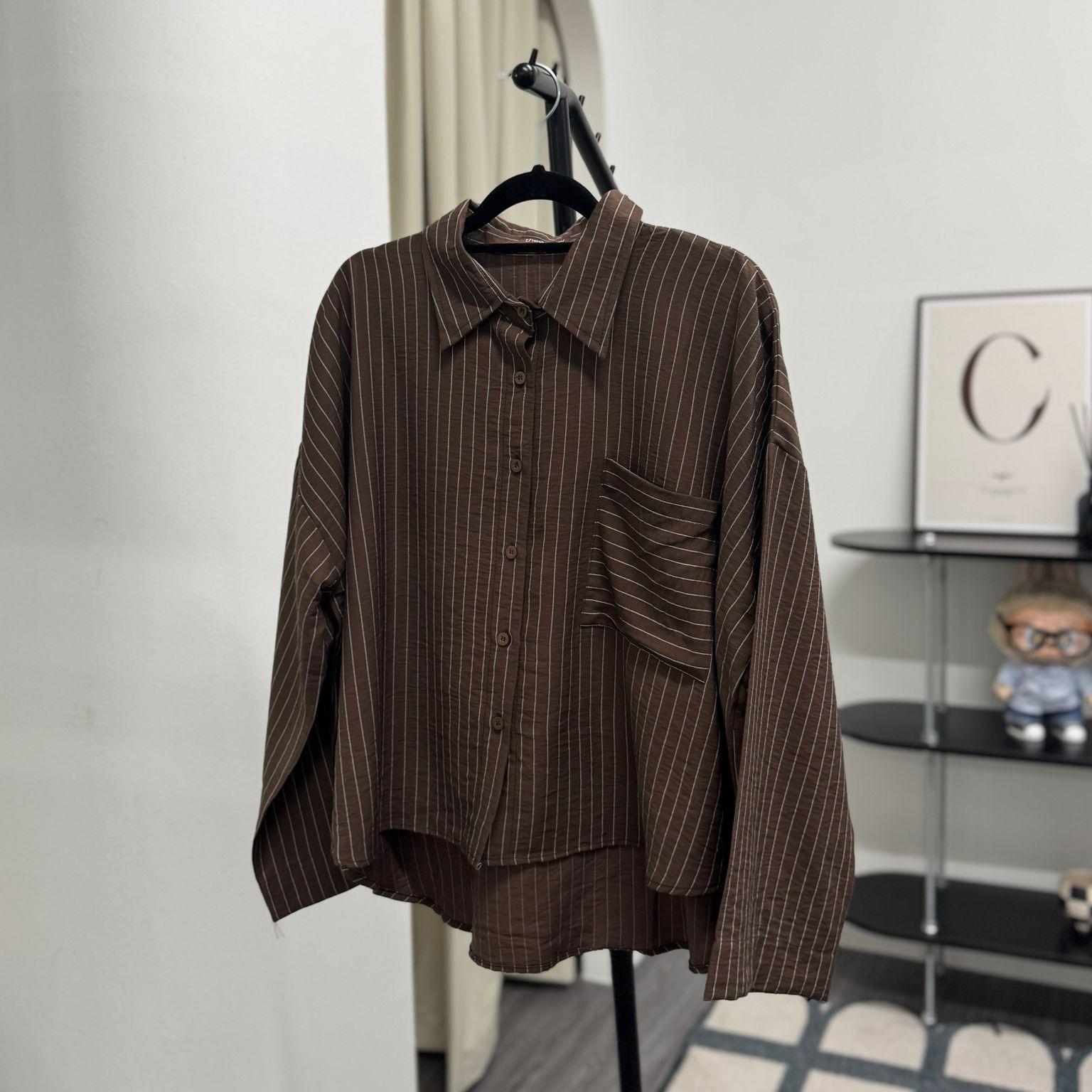 Boxy Shirt V.1 (by thecglabel - Stripes Linen Woven Material)
