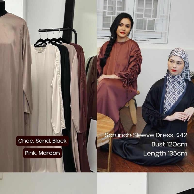 Scrunch Sleeve Dress (Thecglabel RAYA - Satin Series)