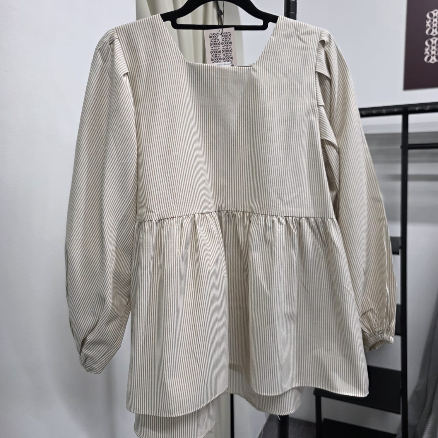 Easy Peplum Blouse (By thecglabel - Linen Stripes)