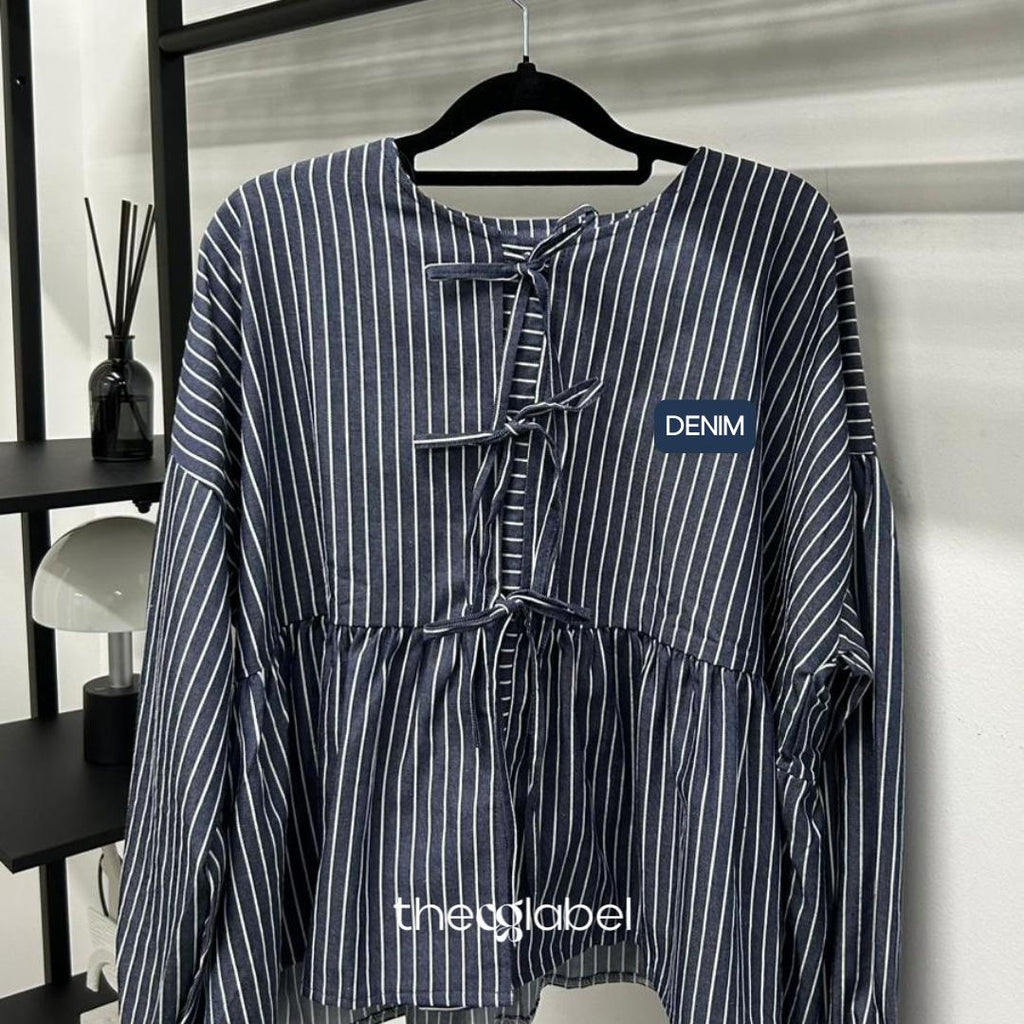 Oversized Ribbon Peplum (Thecglabel - Stripes Denim series)