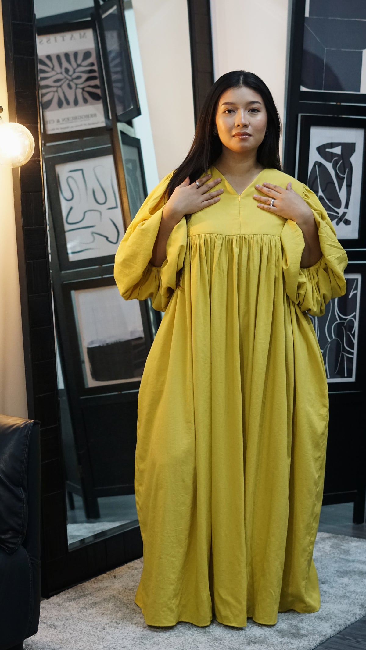 Amani Puffy Sleeve Dress (CGLABEL - Cotton Linen)