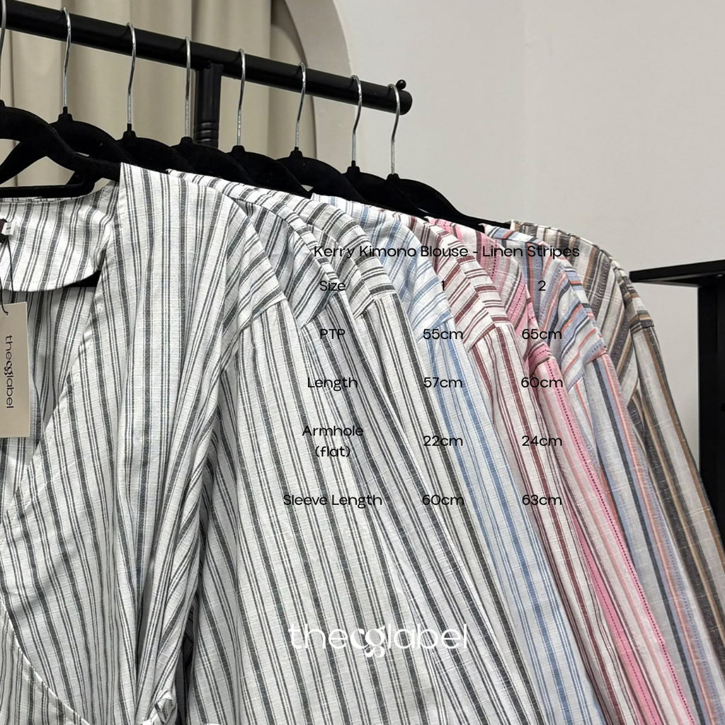 Kerry Kimono Blouse (CGLABEL - Linen Stripes)