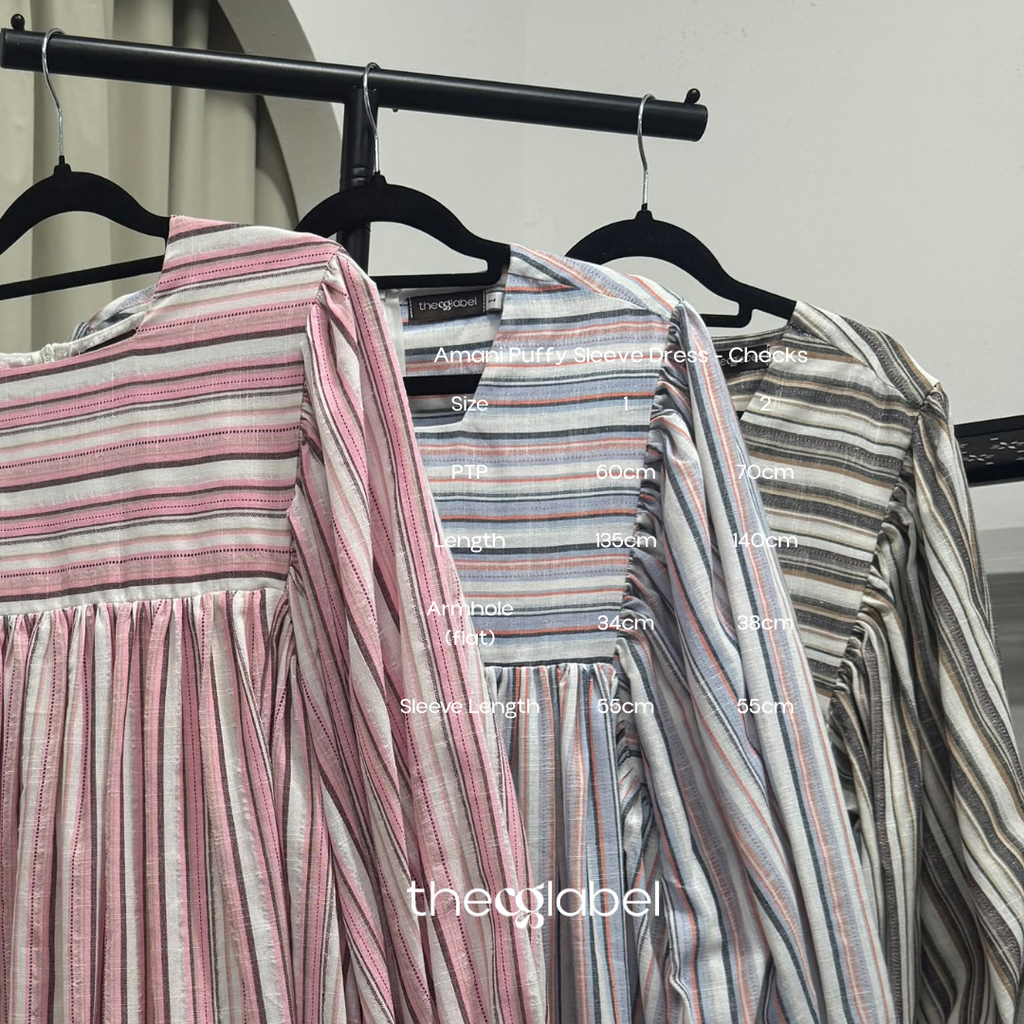 Amani Puffy Sleeve Dress (CGLABEL - Linen Stripes)