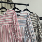 Amani Puffy Sleeve Dress (CGLABEL - Linen Stripes)