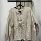 Oversized Ribbon Peplum (CGLABEL - Linen Stripes)