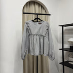 Serina Cropped Blouse (CGLABEL - Linen Stripes)