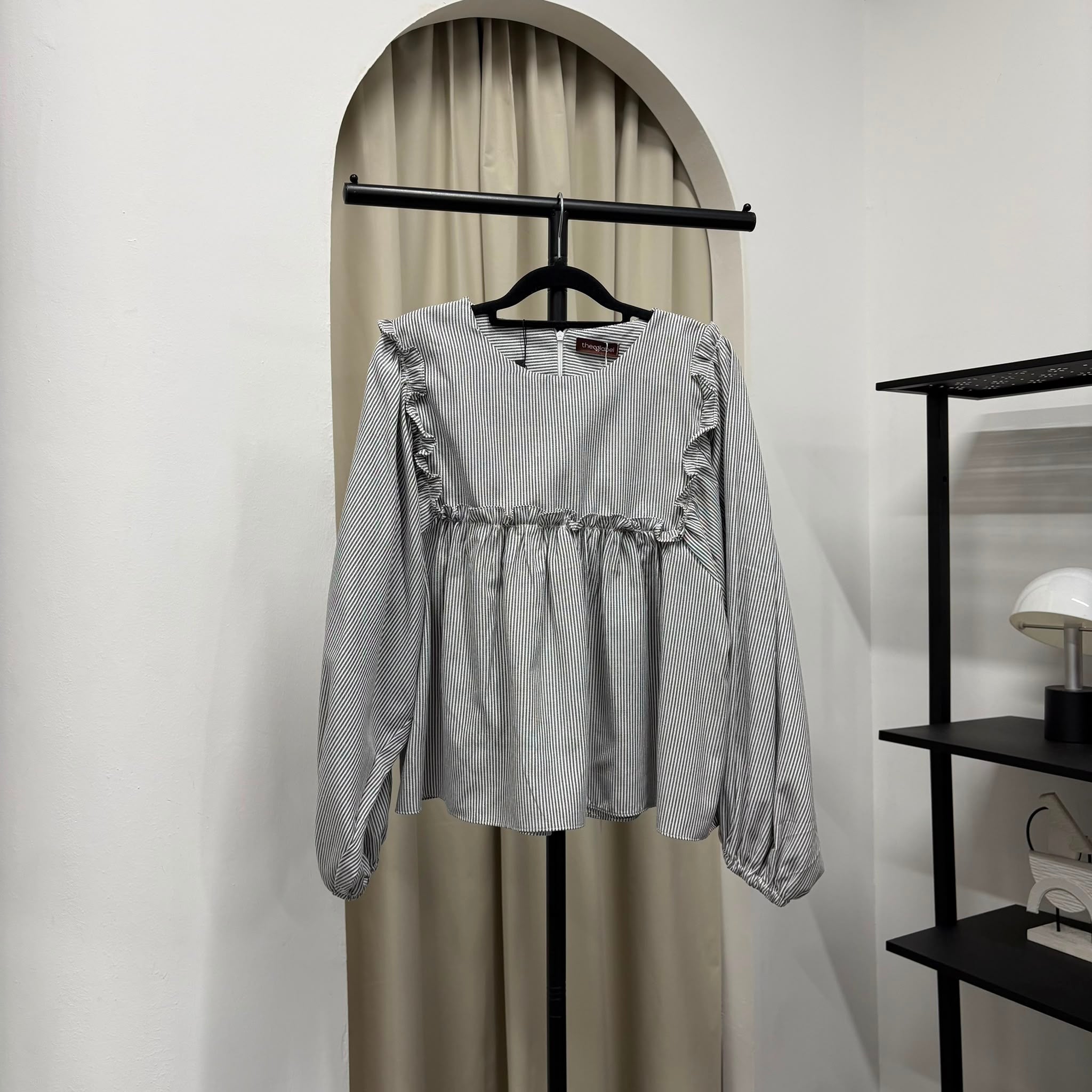 Serina Cropped Blouse (CGLABEL - Linen Stripes)