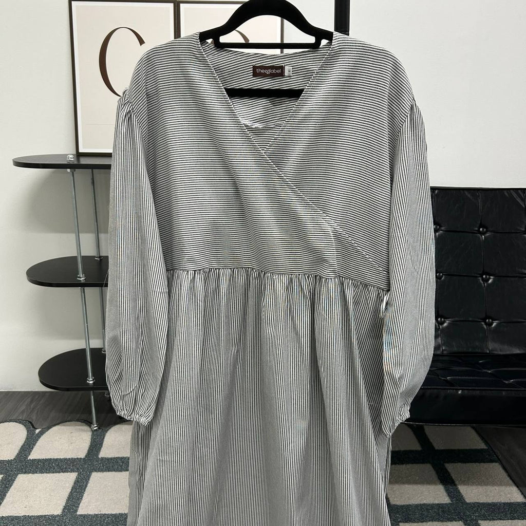 Fuss Free Kimono Dress (by thecglabel - Striped Linen Material)