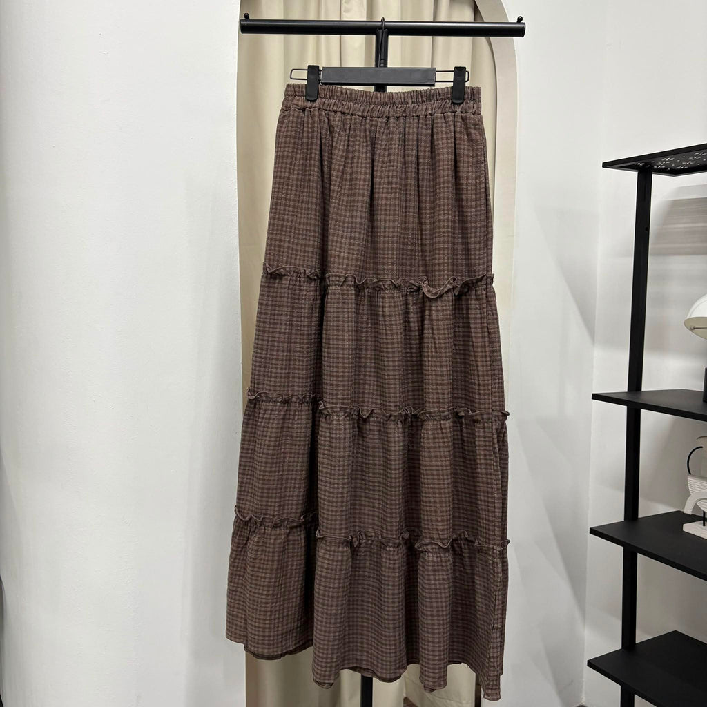 Meera Tiered Skirt (CGLABEL - Checkered Linen)