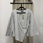 Kerry Kimono Blouse (CGLABEL - Linen Stripes)