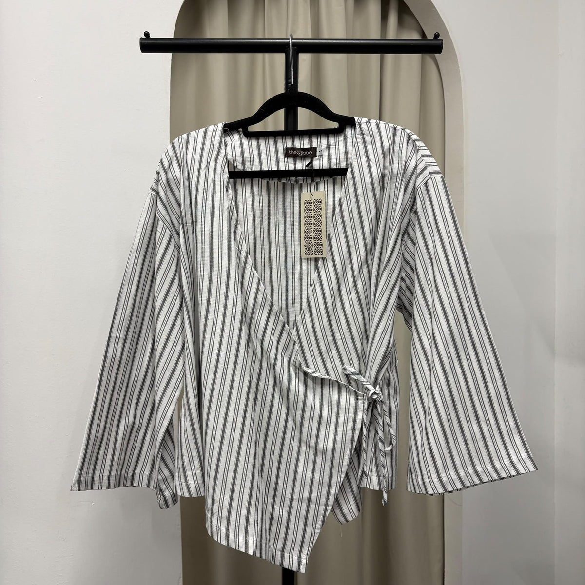 Kerry Kimono Blouse (CGLABEL - Linen Stripes)