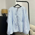 Oversized Ribbon Peplum (CGLABEL - Linen Stripes)