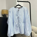 Oversized Ribbon Peplum (CGLABEL - Linen Stripes)