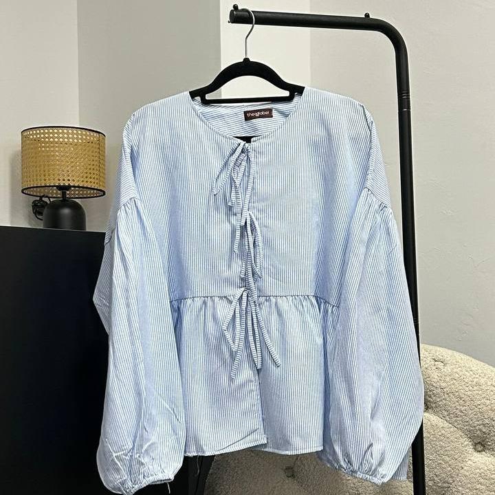 Oversized Ribbon Peplum (CGLABEL - Linen Stripes)