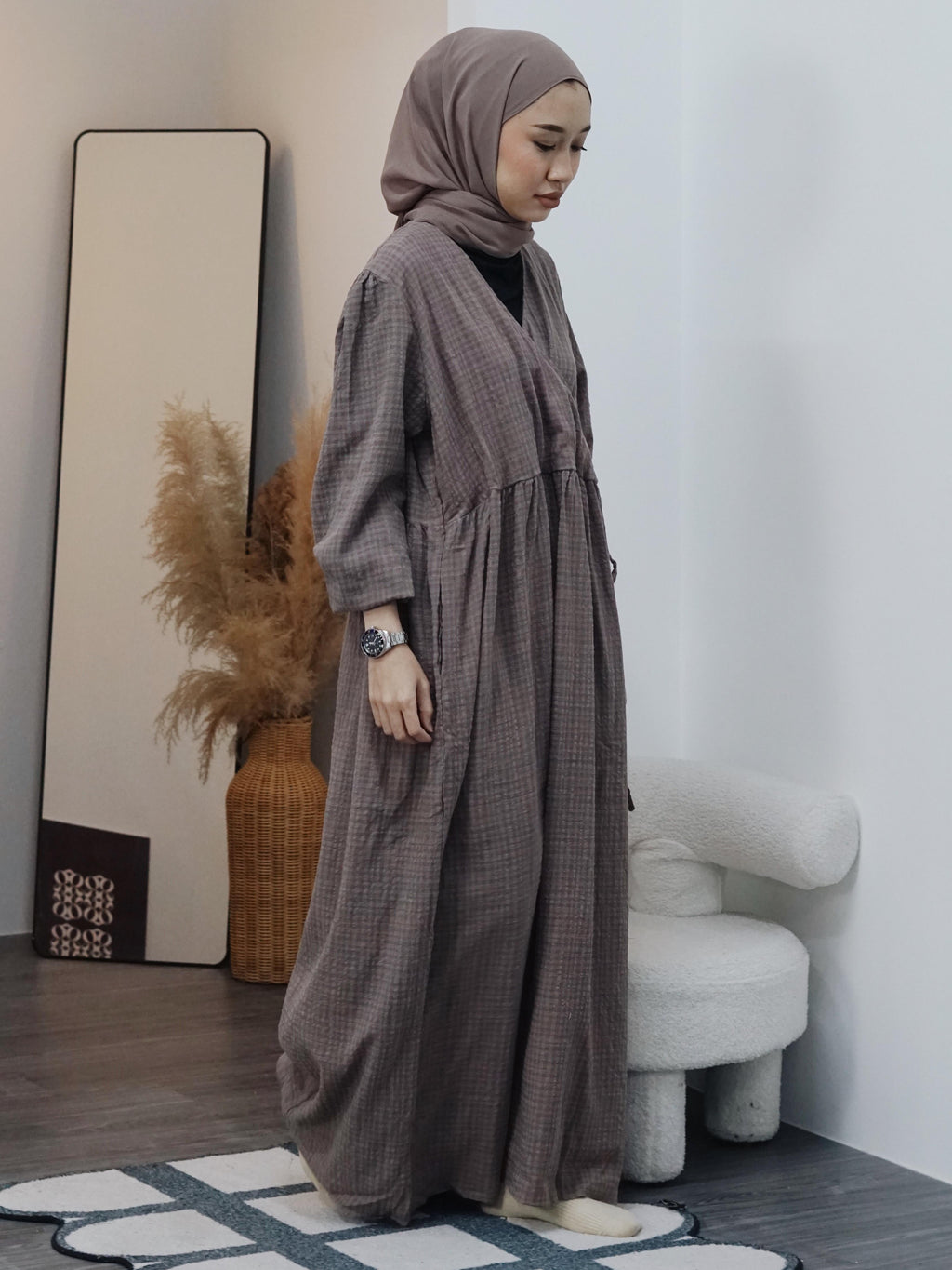 Fuss Free Kimono Dress (By thecglabel- Checkered Linen)
