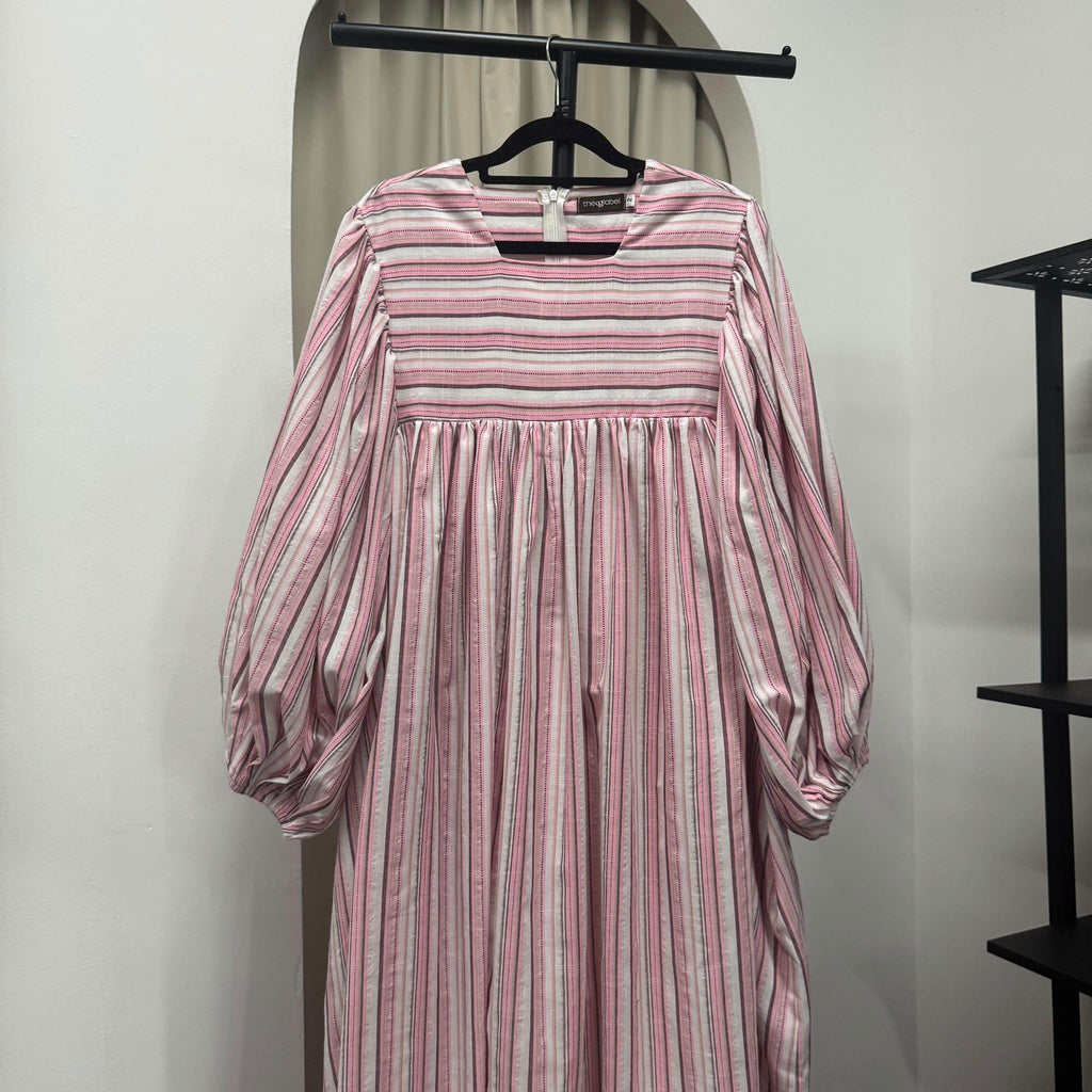 Amani Puffy Sleeve Dress (CGLABEL - Linen Stripes)