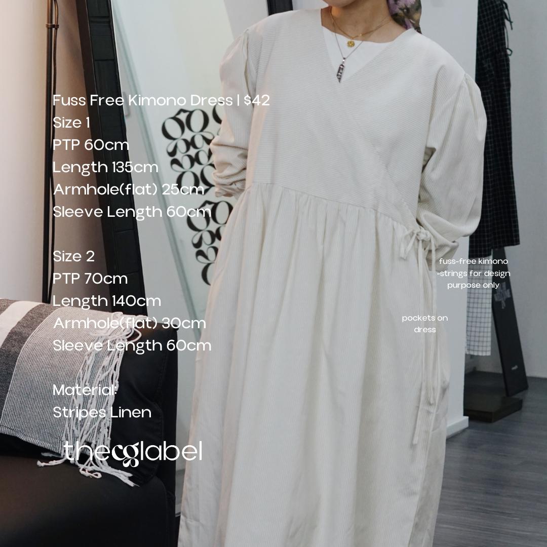 Fuss Free Kimono Dress (by thecglabel - Striped Linen Material)
