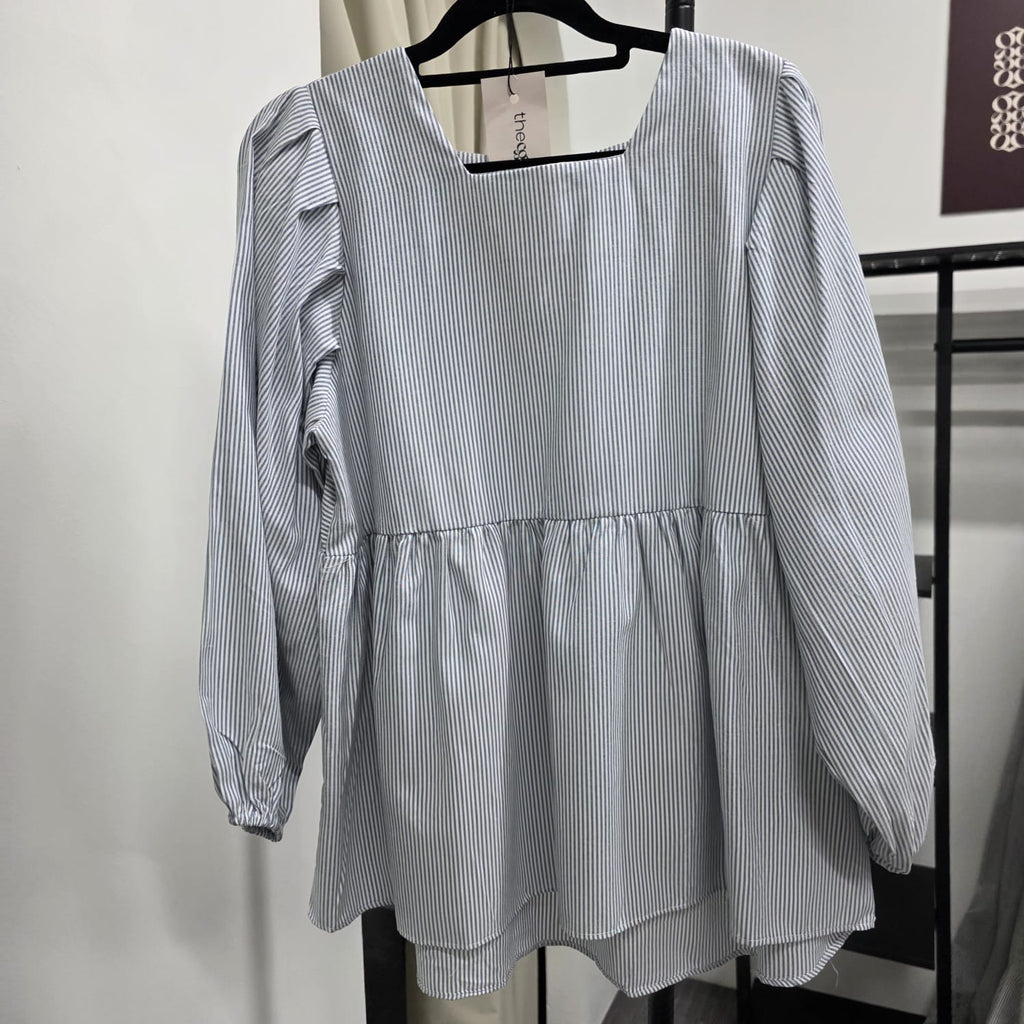 Easy Peplum Blouse (By thecglabel - Linen Stripes)