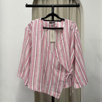 Kerry Kimono Blouse (CGLABEL - Linen Stripes)