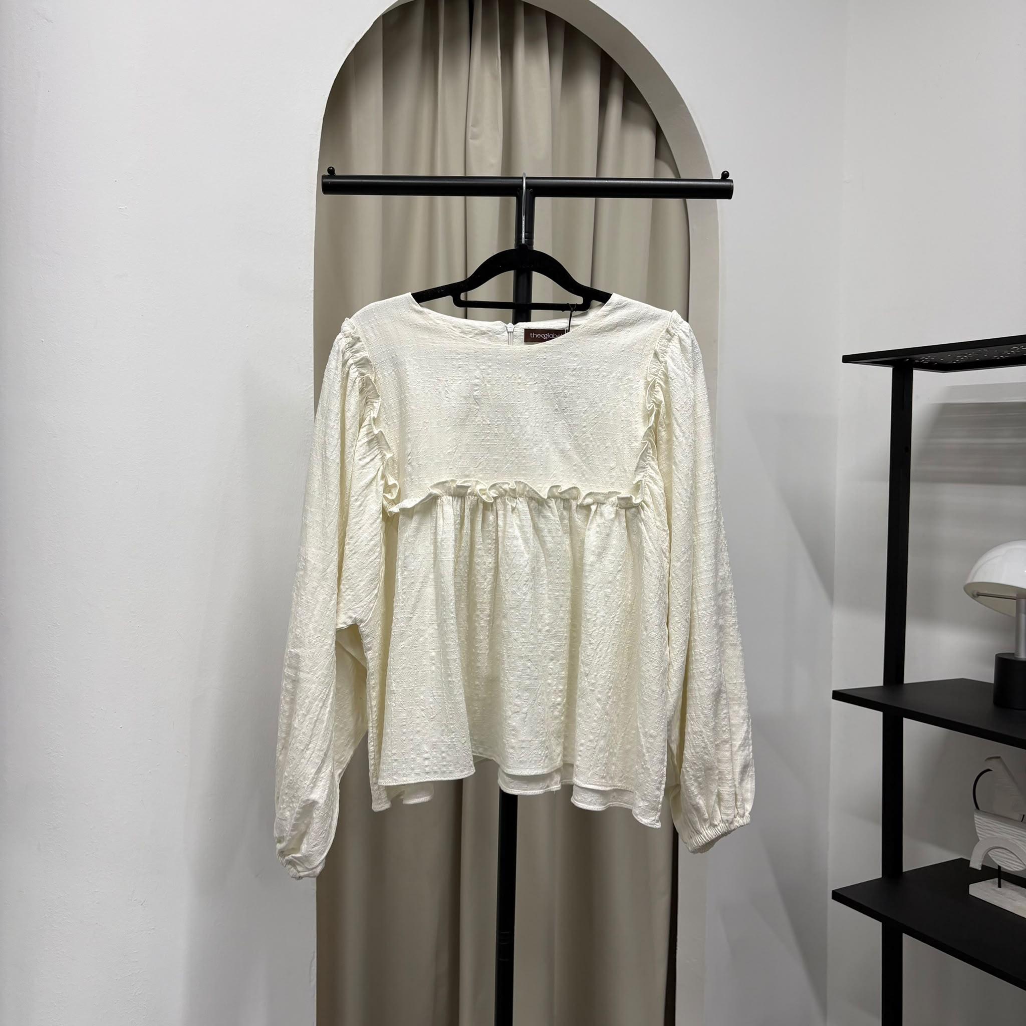 Serina Cropped Blouse (CGLABEL - Checkered Linen)