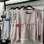 Serina Blouse (CGLABEL - Linen Stripes)