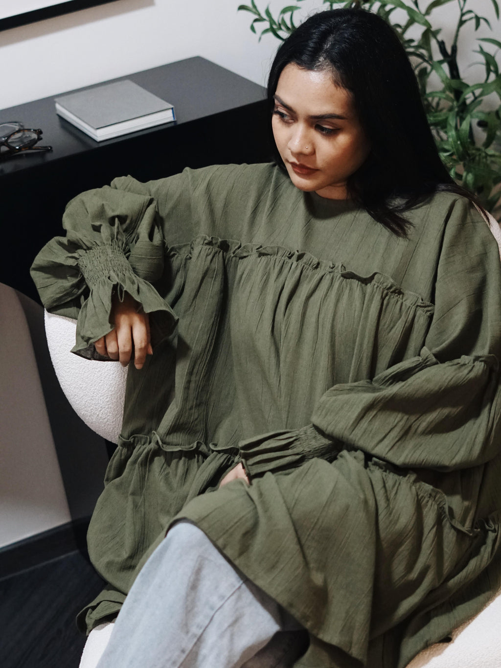 Santorini Ruffles Blouse (CGLABEL - Linen Crinkle)